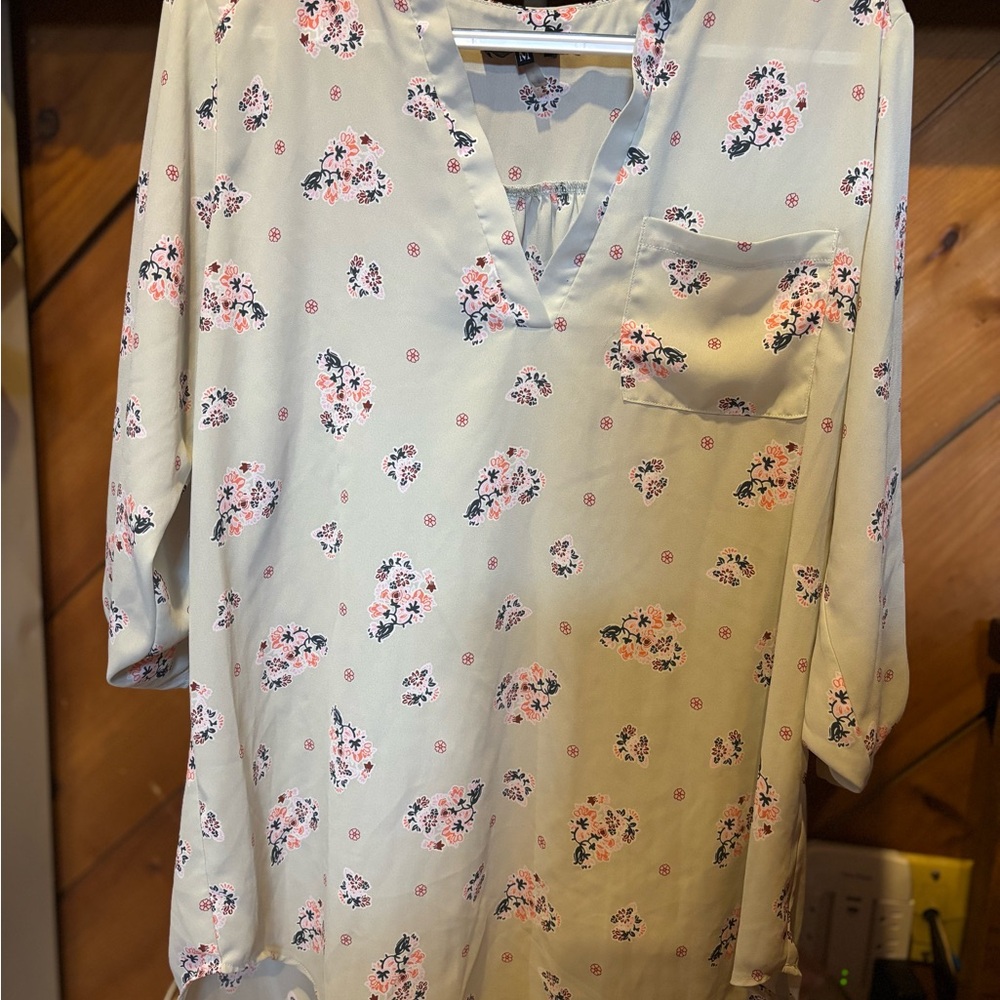 Floral Print Blouse with Pink Accents